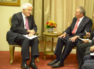 Donohue, Castro at the Cuban UN mission in New York